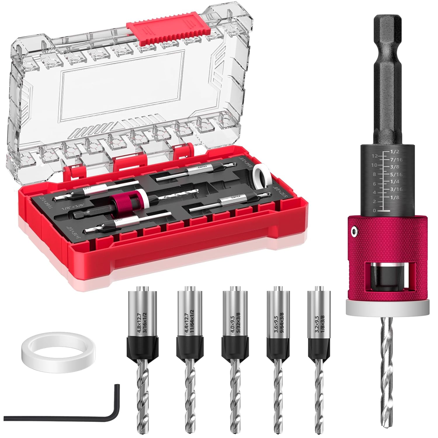 Woodworking Drill Bits - 5-Piece Countersink Drill Bit Set with