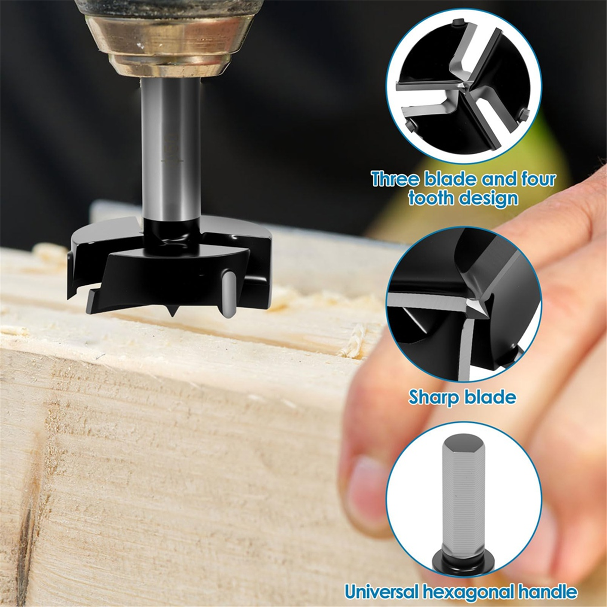Woodworking Drill Bits - ABNJ Bit for Woodworking, Triple Flute
