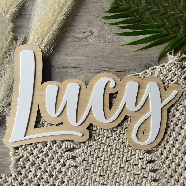 1pc Layered Name Sign, Cream C - Woodworking For Beginners 리뷰 및 가격