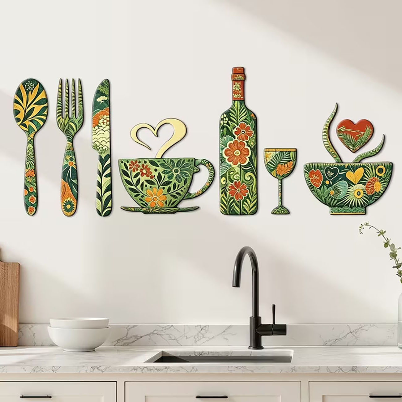 7Pcs Green Floral Kitchen Uten - Xfasten Woodworking Tape 리뷰 및 가격
