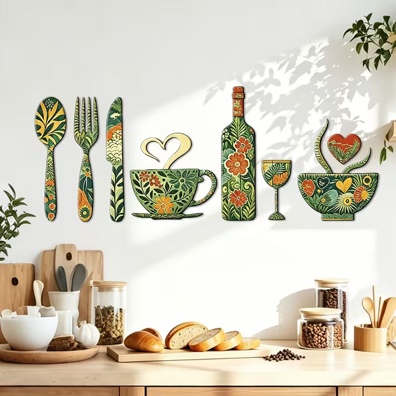 7Pcs Green Floral Kitchen Uten - Xfasten Woodworking Tape 리뷰 및 가격