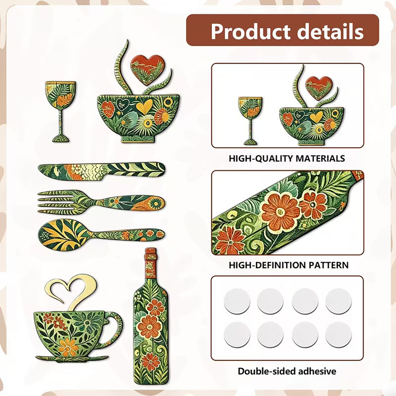 7Pcs Green Floral Kitchen Uten - Xfasten Woodworking Tape 리뷰 및 가격