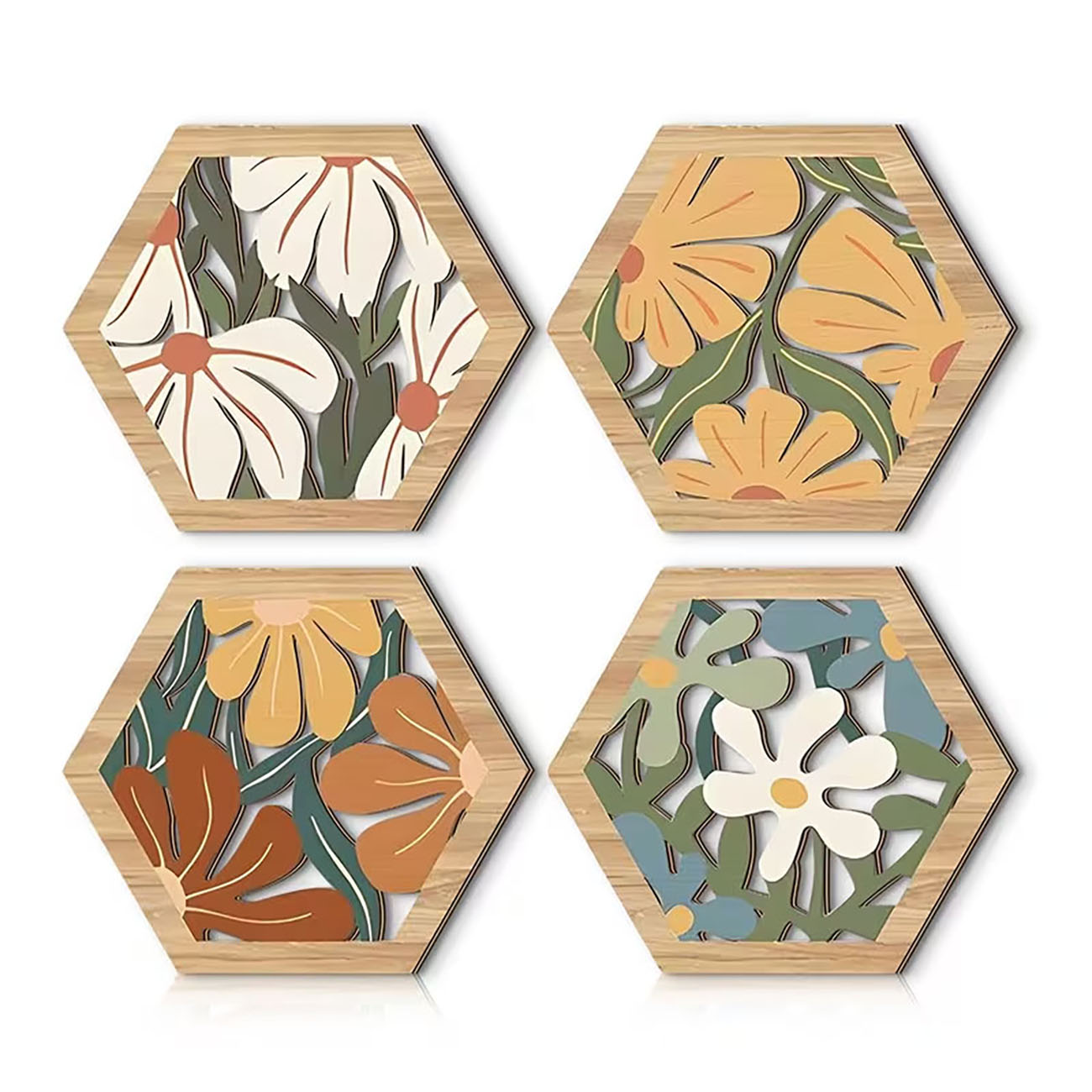 4Pcs Boho Floral Hexagon Woode - Xfasten Woodworking Tape 리뷰 및 가격