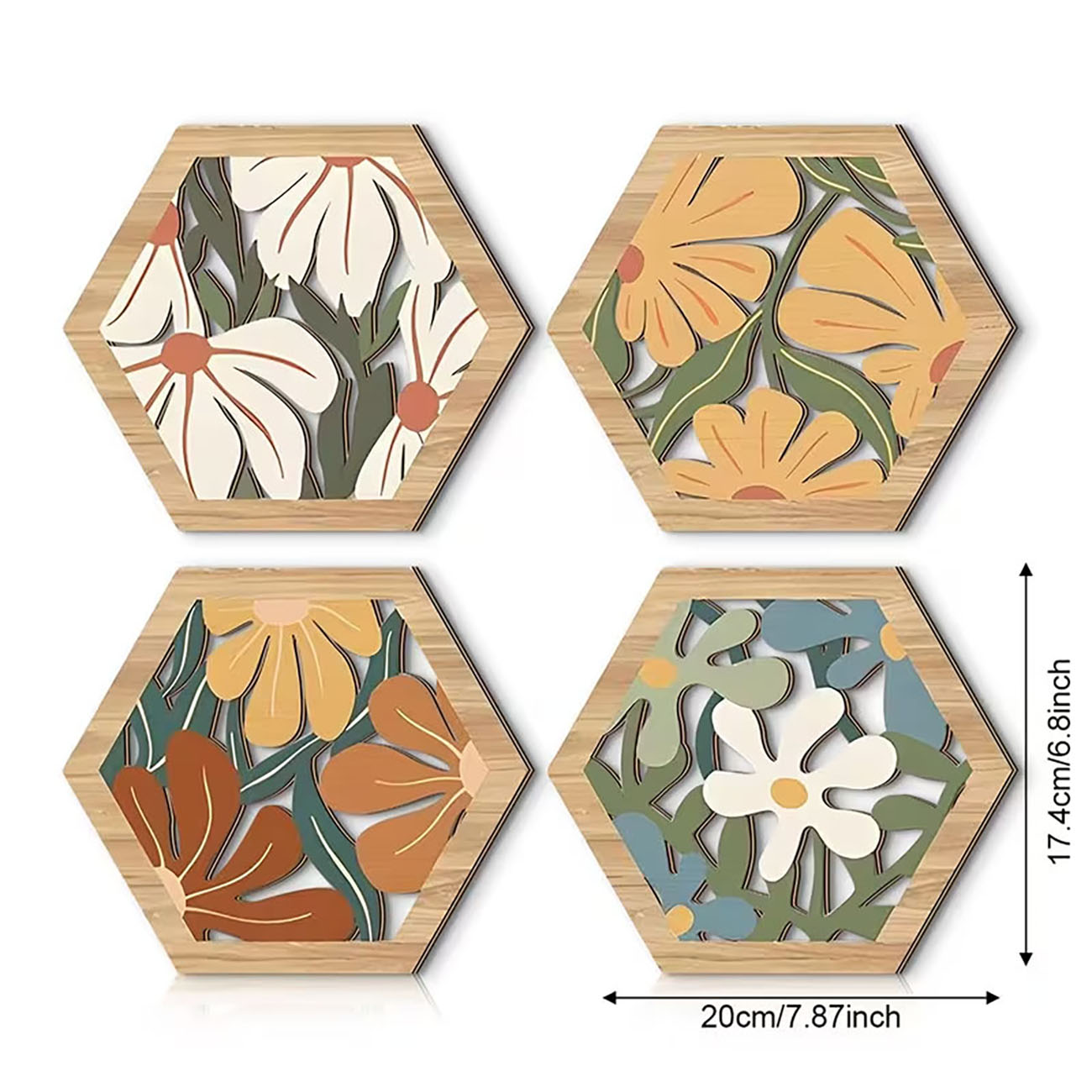 4Pcs Boho Floral Hexagon Woode - Xfasten Woodworking Tape 리뷰 및 가격