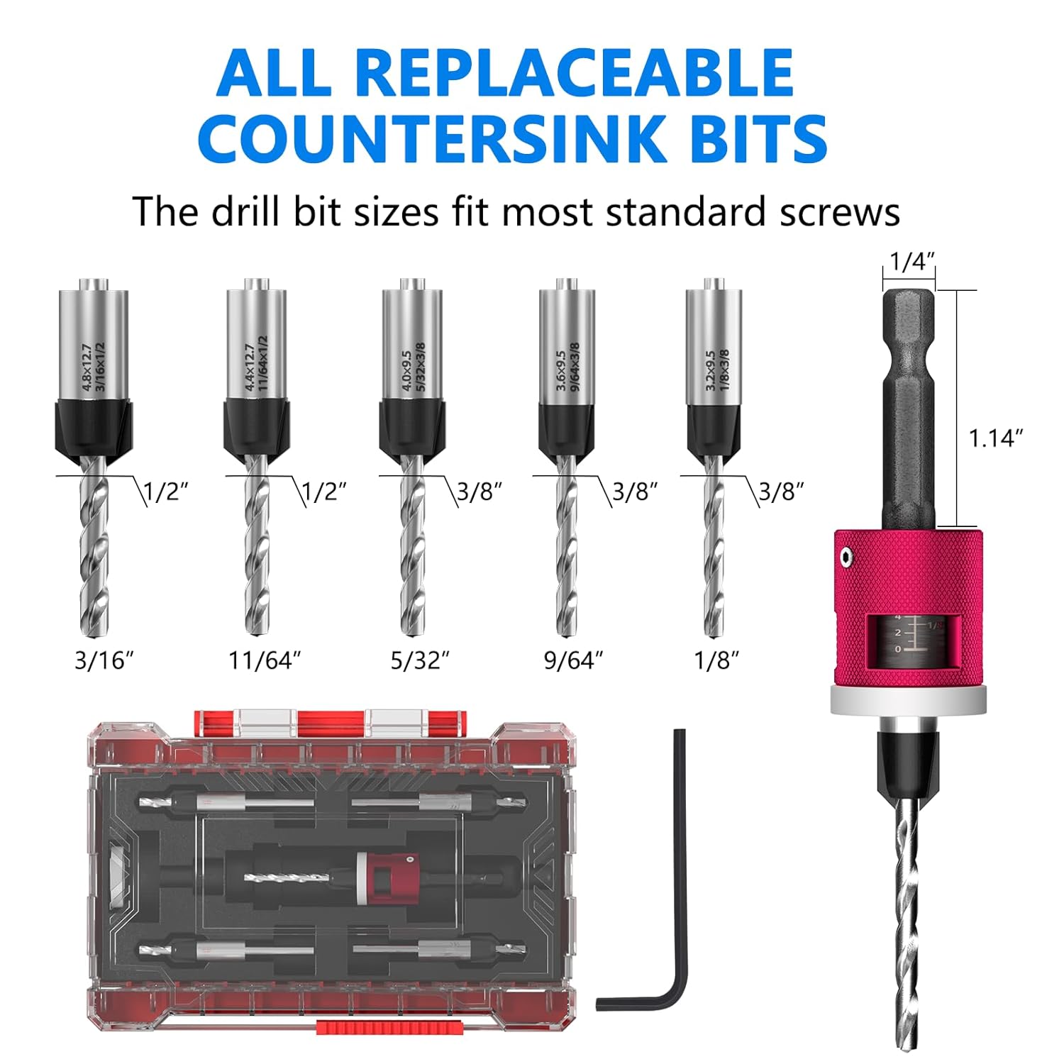 5-Piece Countersink Drill Bit  - Woodworking Drill Bits 리뷰 및 가격