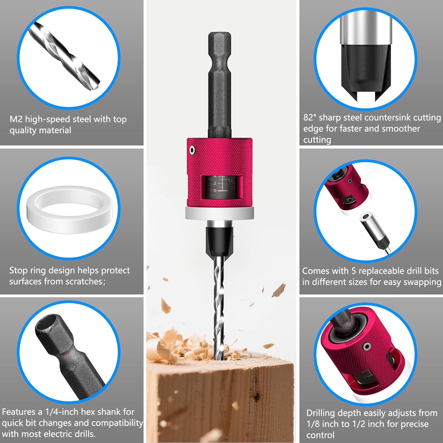 5-Piece Countersink Drill Bit  - Woodworking Drill Bits 리뷰 및 가격