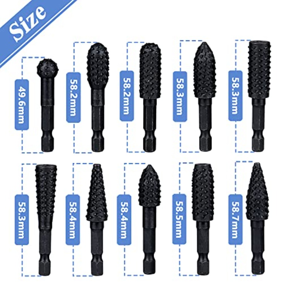 10 Pieces Rotary Burr Rasp Set - Woodworking Drill Bits 리뷰 및 가격
