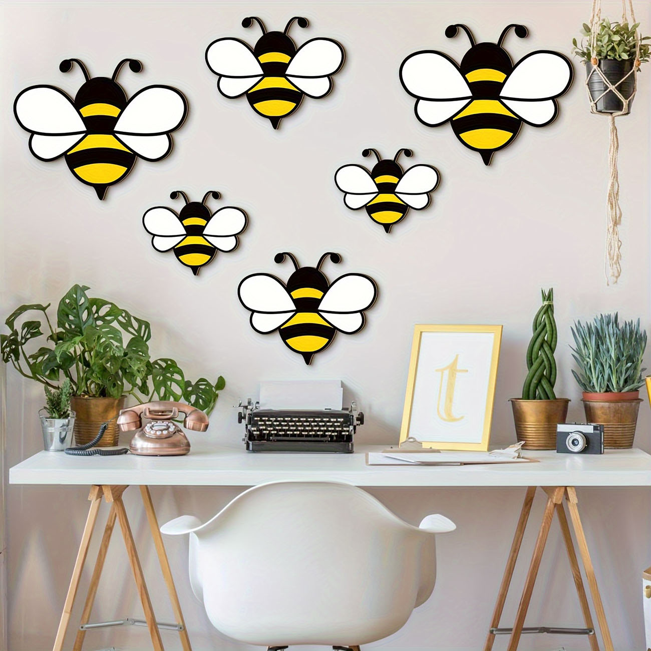 6Pcs Cute Bee Wooden Wall Stic - Woodworking For Beginners 리뷰 및 가격