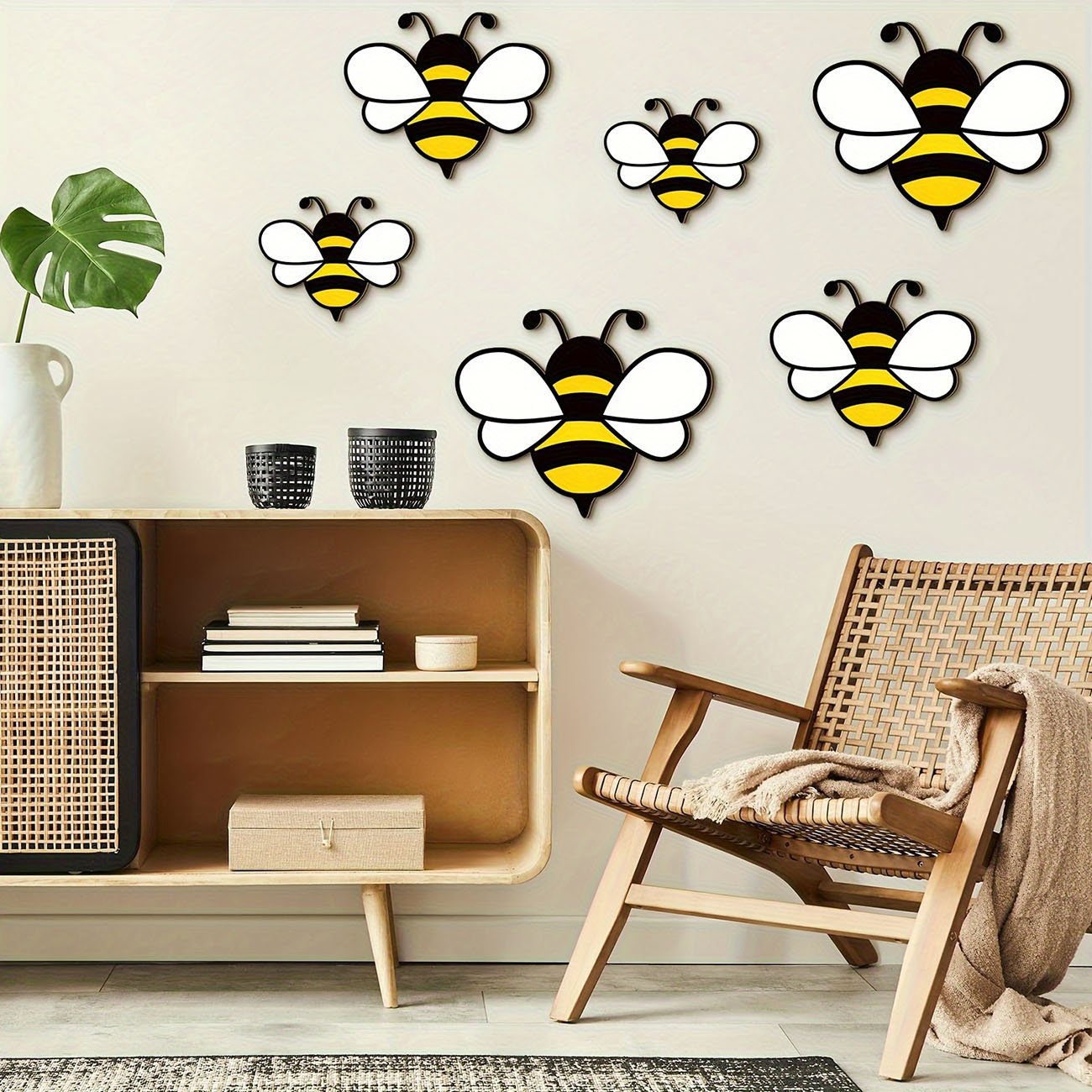 6Pcs Cute Bee Wooden Wall Stic - Woodworking For Beginners 리뷰 및 가격